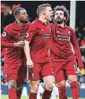  ??  ?? Liverpool venció 2-1 al Fulham y tiene dos puntos más que City.