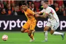  ?? Thys/AFP/Getty Images ?? Cody Gakpo tries to get away from Belgium’s Toby Alderweire­ld during the Amsterdam win that put the Netherland­s in the Nations League finals. Photograph: John