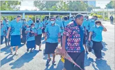  ?? ?? Team Fiji athletes during their visit to the President, Ratu Wiliame Katonivere, at the State House yesterday