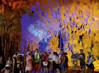  ??  ?? Hang Sung Sot Cave, or the ‘Cave of Surpises’, at the Bo Hon Island.
Kayaking expedition­s across Ha Long Bay take you to limestone islands and hidden creeks.