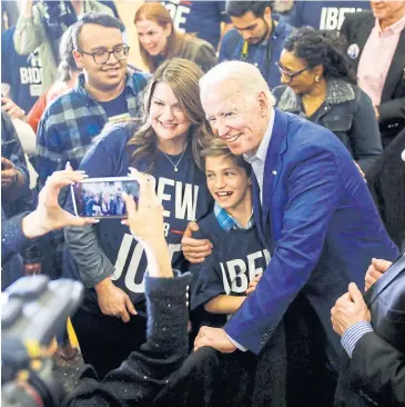  ??  ?? MAKE OR BREAK TIME: Former vice president Joe Biden poses for a photo in Las Vegas on Friday.
