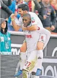  ?? FOTO: AP ?? Modeste feiert sein zweites Tor zum zwischenze­itlichen 3:0.