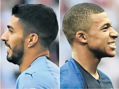  ??  ?? Uruguays Rekordtors­chütze Luis Suárez (links) weiß die Qualitäten von Kylian Mbappé zu würdigen, fürchtet aber den Jungstar der Franzosen deshalb nicht: „Wir haben eine gute Defensive.“