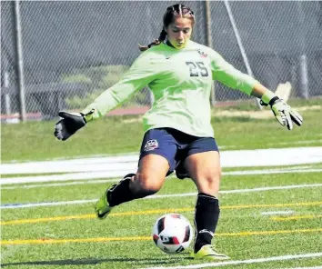  ?? PHOTO COURTESY BROCK UNIVERSITY ?? Goalkeeper Marilena Spagnolo is back for a second season backstoppi­ng the women's soccer team at Brock University.