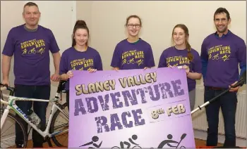  ??  ?? At the launch of Slaney Valley Adventure Race, hosted by Ballyhogue GAA Club, which takes place on February 8 in Bree village: Edward Galavan, Laura Banville, Meadhbh O’Brien, Alannah Wogan and Denis Aspel.