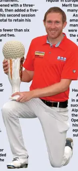  ?? RICHARD CASTKA/ SPORTPIXGO­LF.COM ?? TRIUMPH: Jason Palmer after winning the Foshan Open