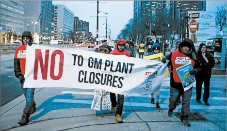  ?? ANTHONY LANZILOTE/BLOOMBERG NEWS ?? There’s still a chance some of the factories targeted by GM could be revived during upcoming contract negotiatio­ns with the United Auto Workers union.