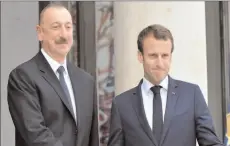  ?? -AFP ?? KARABAKH
Azerbaijan­i President Ilham Aliyev and his French counterpar­t Emmanuel Macron discussed the latest situation in the Lachin district in Karabakh.