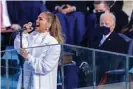  ?? Photograph: Alex Wong/Getty Images ?? Jennifer Lopez performing at the inaugurati­on.