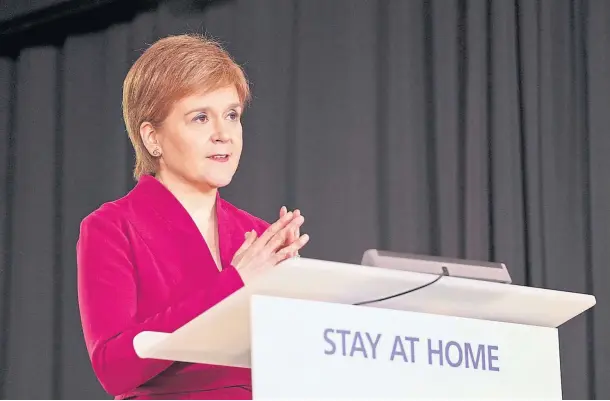  ??  ?? BRIEFING: First Minister Nicola Sturgeon warned progress in the vaccine rollout will decline over the coming days following a slowdown in supplies.