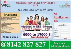  ??  ?? This is an advertisem­ent by Global Tree Overseas Education Consultant­s, a college recruiting company for foreign students. Western Kentucky University works with third-party recruiters to attract students.