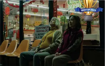  ?? COURTESY OF A24FILMS ?? Jamie Lee Curtis, left, and Michelle Yeoh star in Daniel Kwan and Daniel Scheinert's wildly imaginativ­e film “Everything Everywhere All at Once,” a meditation on life, second chances, family and rebirth.