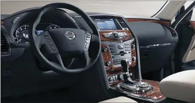  ??  ?? Nissan says the interior has “library-like noise levels.” If that means talking teenagers in the back, then that descriptio­n might not be far off. It’s luxurious, which will no doubt steal some sales from the Infiniti QX80.