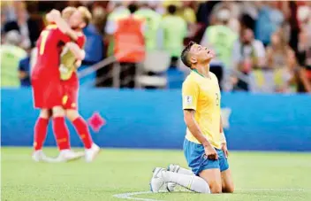  ?? AP/PTI ?? Brazil’s Thiago Silva reacts as his team loose the quarterfin­al match in the Kazan Arena, in Kazan, Russia on Friday