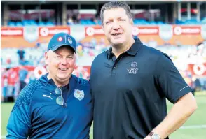  ?? ?? Bakkies Botha (right) with Jake White, the Vodacom Bulls coach, during the United Rugby Championsh­ip match between the Bulls and DHL Stormers at Loftus Versfeld on March 2, 2024 in Pretoria.