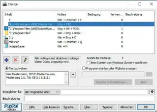  ??  ?? Clavier+ ist ein kleines Programm, mit dem Sie individuel­le Keyboard-shortcuts festlegen und so Ihre Produktivi­tät an der Tastatur bei der alltäglich­en Arbeit am Rechner steigern.