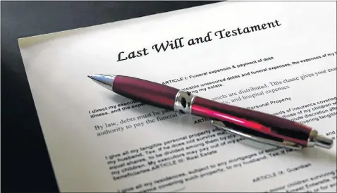  ??  ?? REST EASY: Leaving a will is a good way of ensuring that loved ones are taken care of when you die