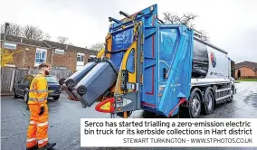  ?? STEWART TURKINGTON – WWW.STPHOTOS.CO.UK ?? Serco has started trialling a zero-emission electric bin truck for its kerbside collection­s in Hart district