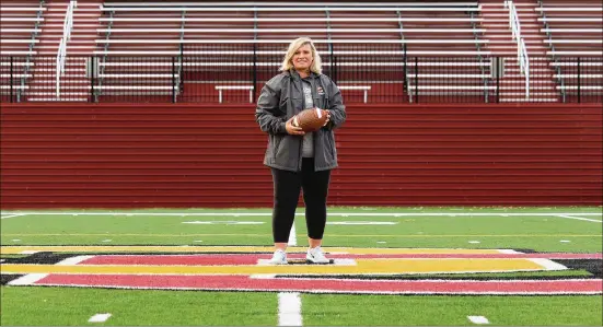  ?? COURTESY OF OBERLIN ATHLETICS ?? Roseanna Smith is director of football operations and running backs coach at Oberlin College, a Division III program in Ohio. Smith played football for the Atlanta Xplosion and spent the early years of her coaching journey at Winder-barrow, West Hall and Flowery Branch high schools in North Georgia.