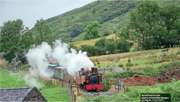  ?? ?? Russell and its train approach Snowdon Rangers on July 30. CHRIS PARRY