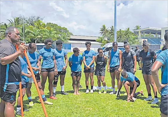  ?? Picture: FASANOC ?? Members of the Team Fiji Rugby 7s women’s squad during a training session in Suva.