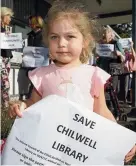  ??  ?? Greta Goulding, 3, at a Chilwell library rally recently.