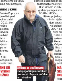  ??  ?? LIJEČNIK JE U MIROVINI U dugogodišn­jem sudskom procesu dr. Popović dočekao je i mirovinu