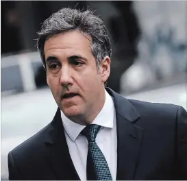  ?? PETER FOLEY BLOOMBERG FILE PHOTO ?? Michael Cohen’s guilty plea has drawn the ire of President Donald Trump who went on a Twitter tirade Wednesday morning attacking his former lawyer.