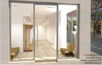  ?? ?? A rendering of the
first floor of the Adeam pop-up at 770
Madison Avenue.