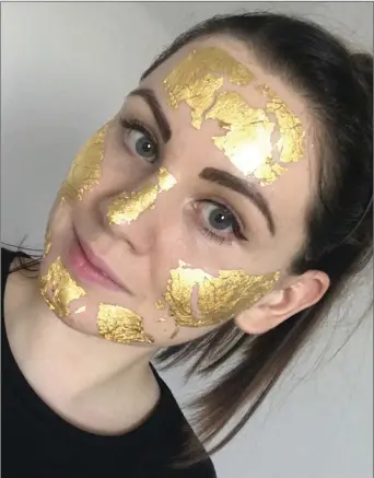  ??  ?? Mimi Luzon 24K Pure Gold Treatment, €331.62, Net-a-Porter
Sophie Goodall trying the face mask from Mimi Luzon 24K Pure Gold Eye Treatment, £275, available from Net-a-Porter.