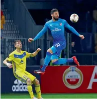  ?? Reuters ?? giroud vies for the ball with a BATe Borisov player. —