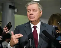  ?? JOSE LUIS MAGANA / ASSOCIATED PRESS ?? Sen. Lindsey Graham, R-S.C., seen Thursday on Capitol Hill, was shown later by Democrats in a video arguing in 1999 that no crime was needed to impeach a president.