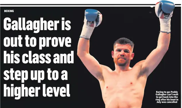  ??  ?? Raring to go: Paddy Gallagher can’t wait to get back into the ring after his bout in July was cancelled