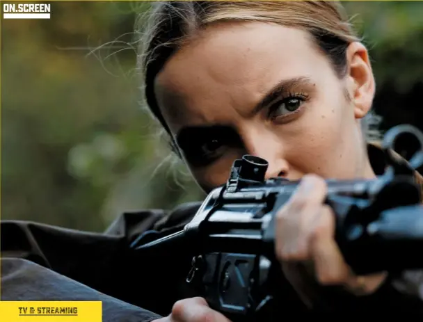  ??  ?? Jodie Comer’s Villanelle mid one of her more convention­al kills.