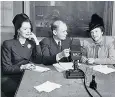  ??  ?? The first female presenter, Joan Griffiths, top right; recording in 1946, above