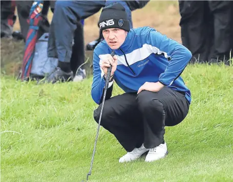  ?? Picture: PA. ?? Drumoig’s Connor Syme lines up a putt on the first hole during yesterday’s second round.