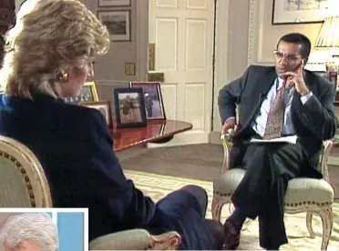  ?? ?? Landmark interview: Martin Bashir questions Princess Diana for Panorama in 1995. Inset, her brother Earl Spencer