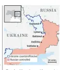  ?? ?? effort should continue, with conscripts and the recently mobilised. To the north, in Luhansk province, Moscow’s troops fight towards Kupyansk, a rail hub, and Lyman, a small city, both liberated last autumn. What is Russia’s