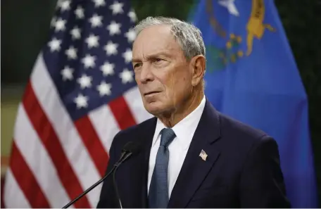  ?? AP FILE ?? FRISKY BUSINESS: Former New York City Mayor Michael Bloomberg said Sunday his is sorry that the ‘stop and frisk’ policy he supported as mayor disproport­ionally impacted blacks and Latinos, admitting it was wrong.