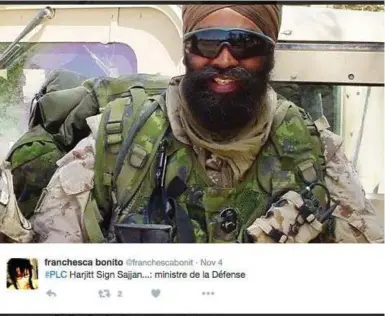  ?? TWITTER ?? Defence Minister Harjit Sajjan’s overstatin­g his role in an operation in Afghanista­n is a false scandal, Thomas Walkom writes.