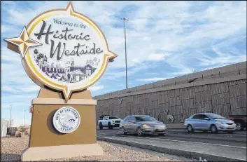  ?? Ellen Schmidt ?? Las Vegas Review-Journal @ellenschmi­dttt A newly placed “Welcome to the Historic Westside” sign is off U.S. Highway 95 and Martin Luther King Boulevard. The neighborho­od is undergoing positive changes.