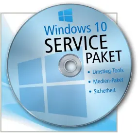  ??  ?? Windows 10
SERVICE
PAKET • Umstieg-Tools • Medien-Paket • Sicherheit