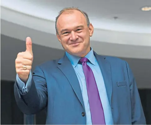  ??  ?? UPBEAT: Liberal Democrat leader Sir Ed Davey claims voters are preparing to reject the SNP and Scottish Tories.