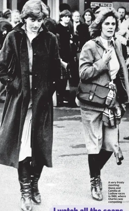  ?? ?? A very frosty meeting: Diana and Camilla at Ludlow races in 1980, where Charles was competing