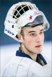  ?? Herald photo by Ian Martens @IMartensHe­rald ?? Goaltender Carl Tetachuk and the Lethbridge Hurricanes are set to open the first round of their WHL playoff series against the Calgary Hitmen tonight at the Enmax Centre.