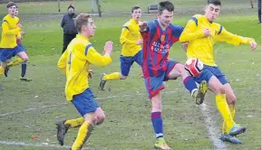  ??  ?? More action from Ferry Yellow’s win over Dundee West at Dawson Park.