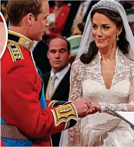  ??  ?? TRADITION: The Duke of Cambridge gave his bride a ring made of Welsh gold