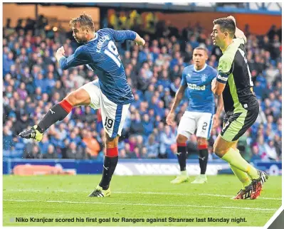  ??  ?? ■ Niko Kranjcar scored his first goal for Rangers against Stranraer last Monday night.