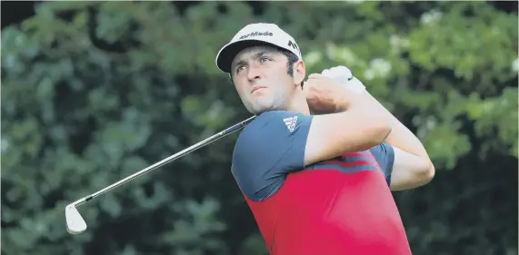  ??  ?? Jon Rahm in practice yesterday.