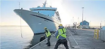  ??  ?? Some Orkney residents fear the arrival of The Magellan cruise ship at Kirkwall harbour